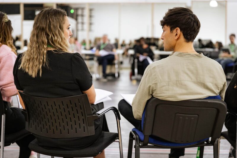 Laura Pick and Carl Man in Wicked Tour rehearsals, photo by Mark Senior