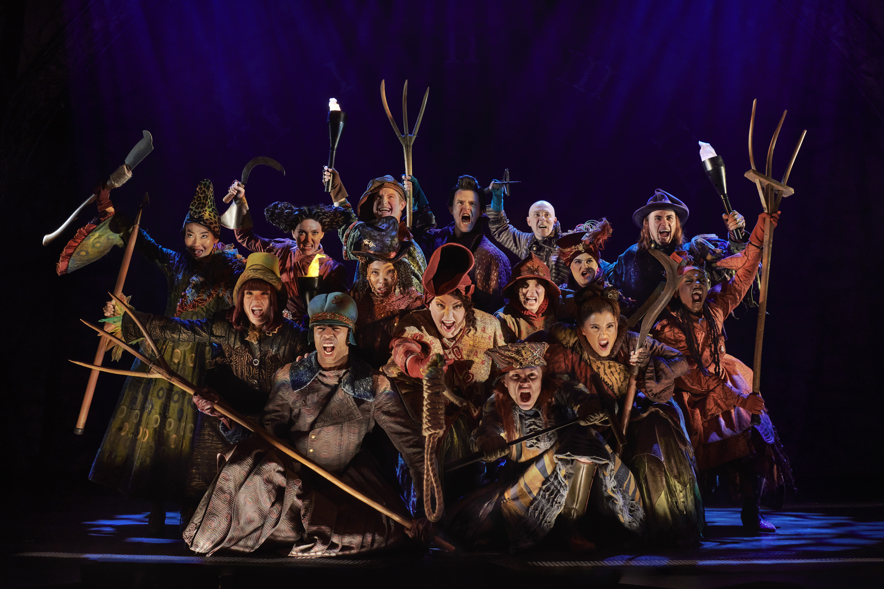 Image of the ensemble dancing in the Wicked UK Touring Production.